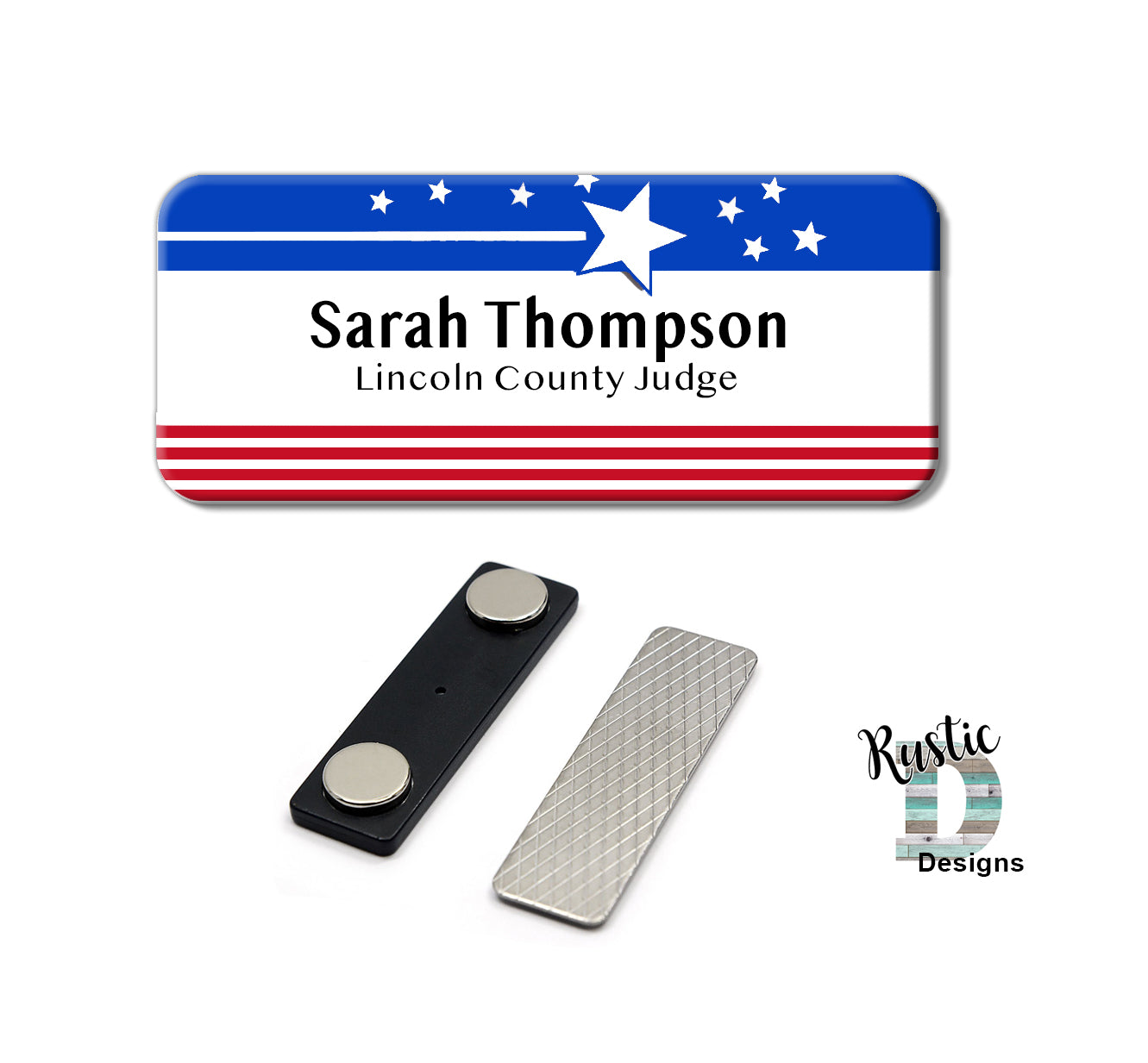 USA Patriotic Magnetic Name Badge