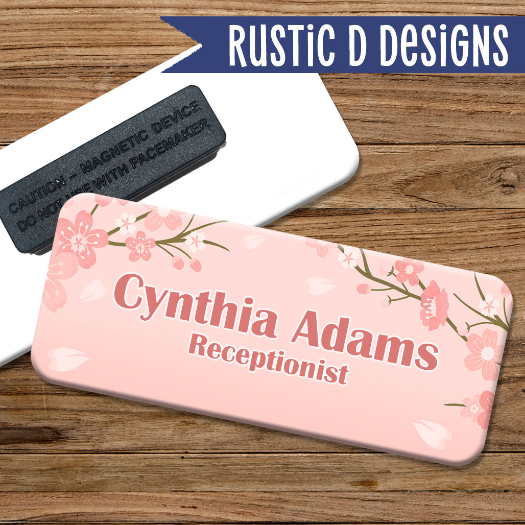 Cherry Blossom Magnetic Name Badge