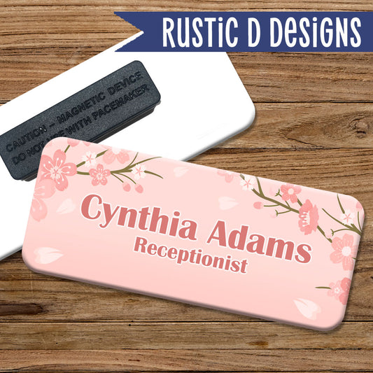Cherry Blossom Magnetic Name Badge