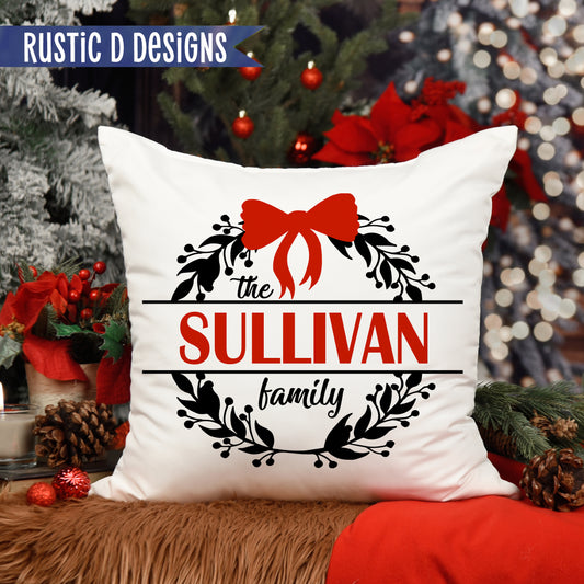 Christmas Family Monogram Pillow Cover