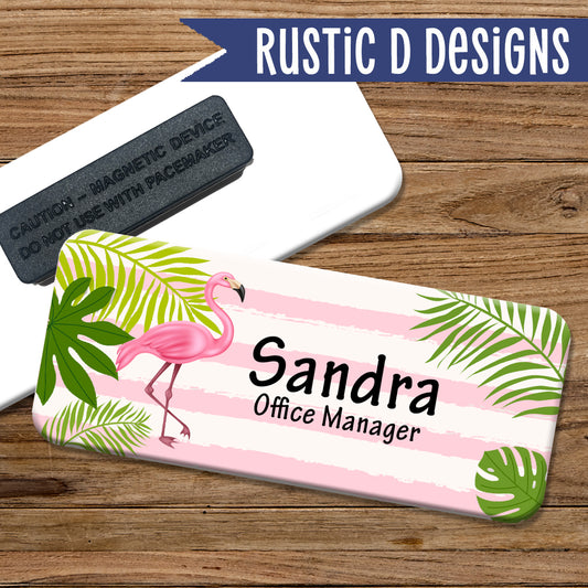 Flamingo Magnetic Name Badge