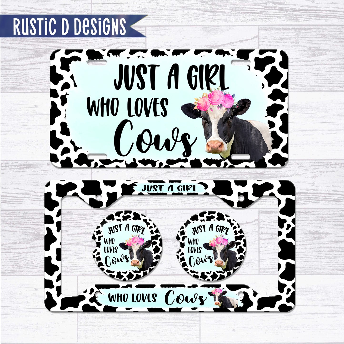 Just a Girl Who Loves Cows License Plate Auto Set