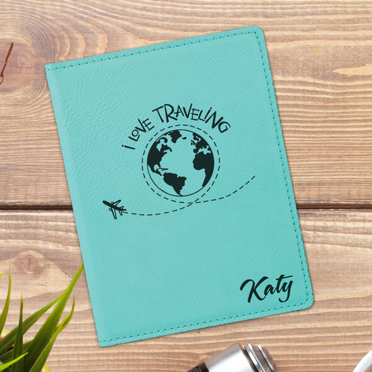 I Love Traveling Personalized Passport Holder
