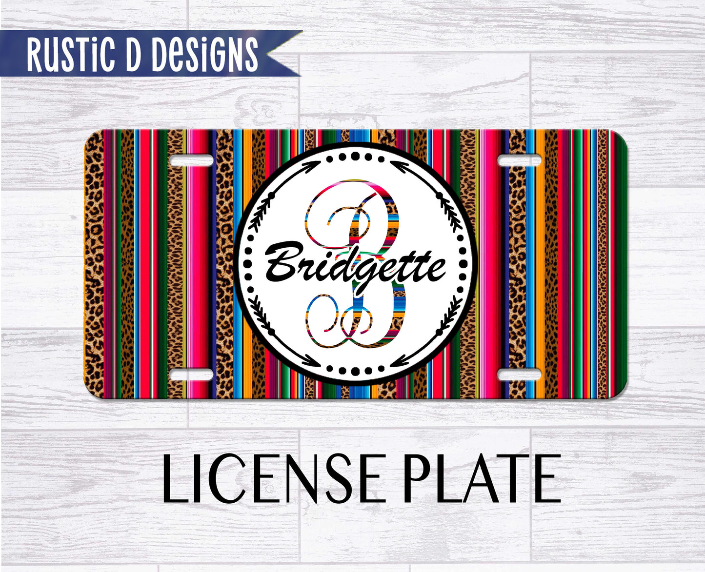 Leopard Serape Arrows Personalized License Plate Auto Set