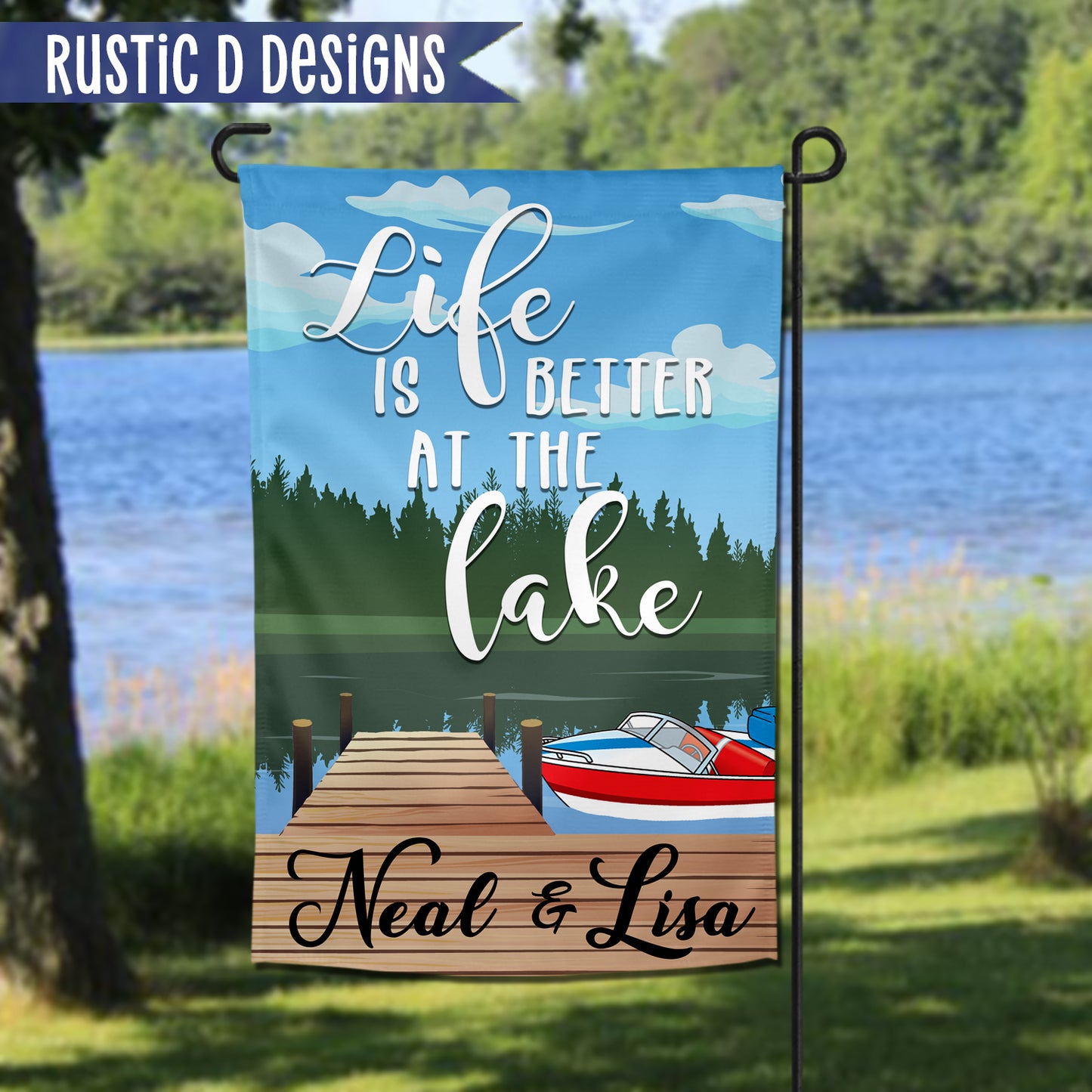 Life is Better at the Lake Personalized Home Garden Flag 12"x18"