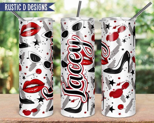 Lipstick & High Heels Personalized 20oz Stainless Steel Skinny Tumbler