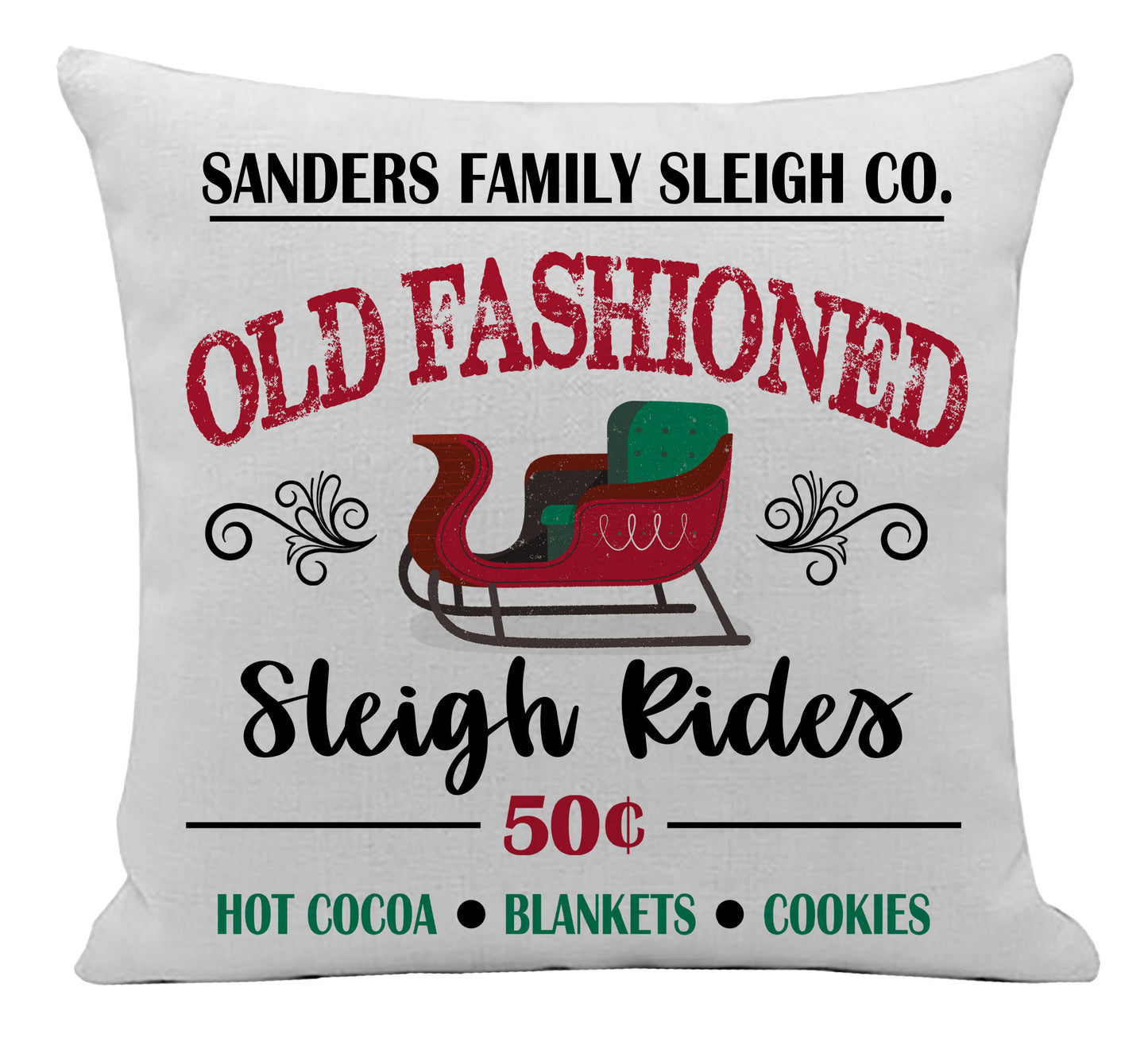 Old Fashioned Sleigh Ride Pillow Cover
