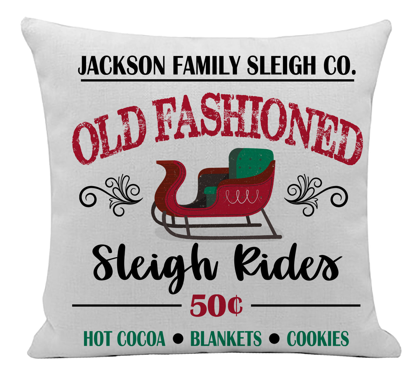 Old Fashioned Sleigh Ride Pillow Cover