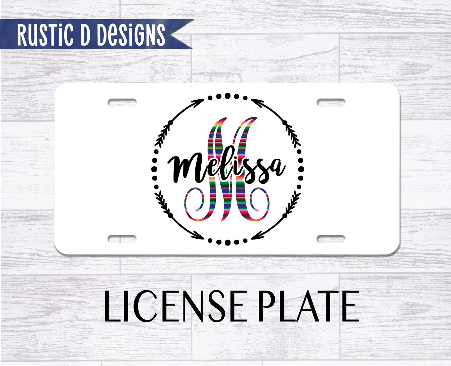 Serape Letter Arrow Personalized License Plate Auto Set