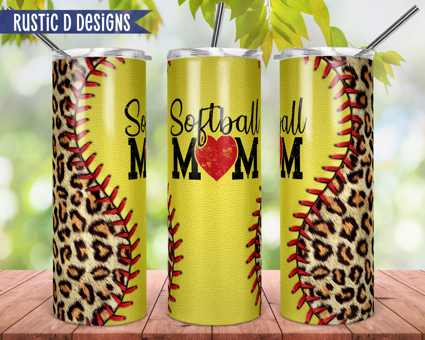 Softball Mom Leopard 20oz Stainless Steel Skinny Tumbler