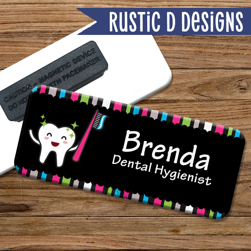 Sparkly Tooth Dental Hygienist Dentist Magnetic Name Badge