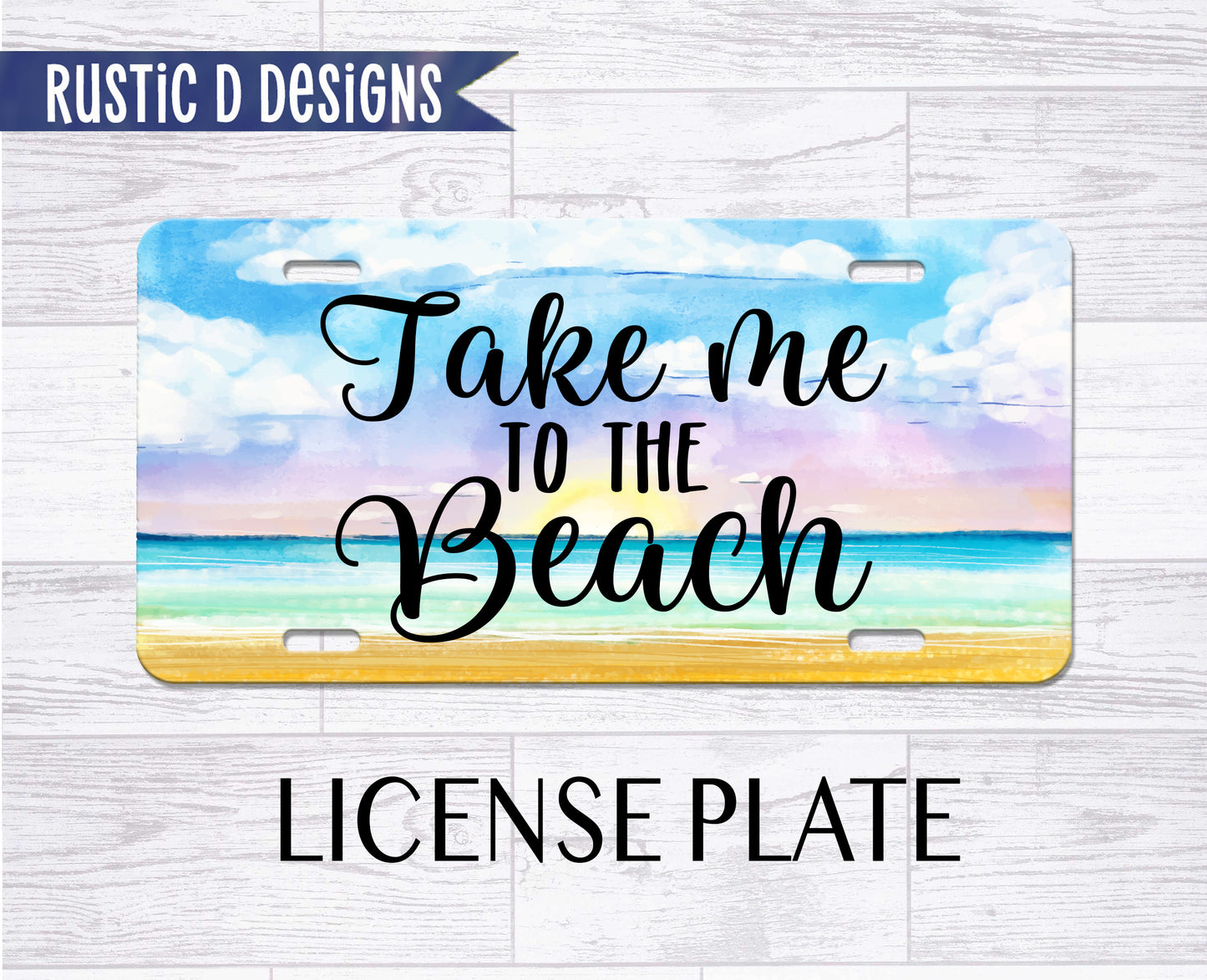 Take Me To the Beach License Plate Auto Set