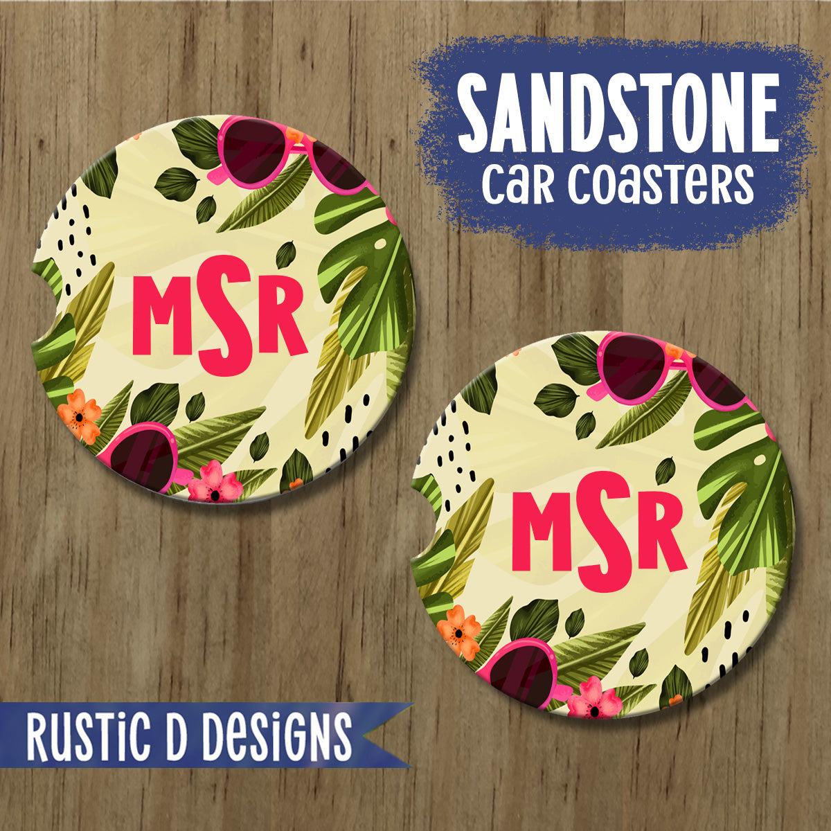 Tropical Watercolor Personalized License Plate Auto Set