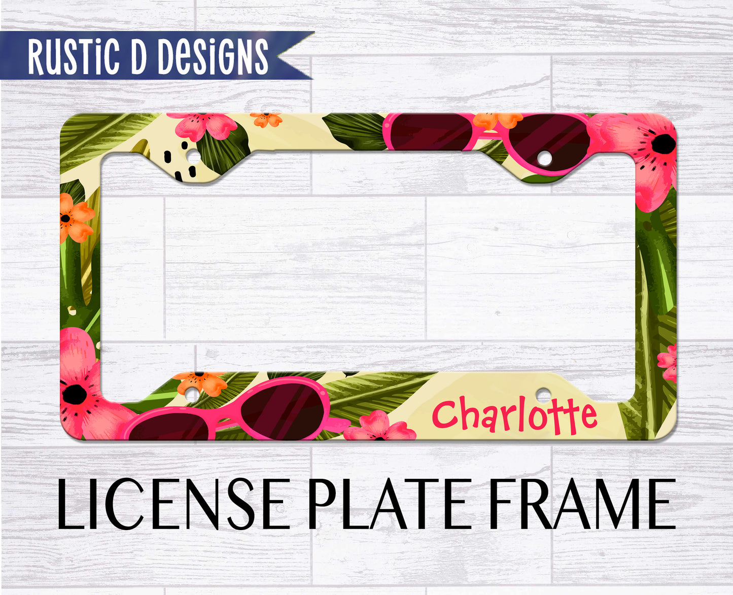 Tropical Watercolor Personalized License Plate Auto Set