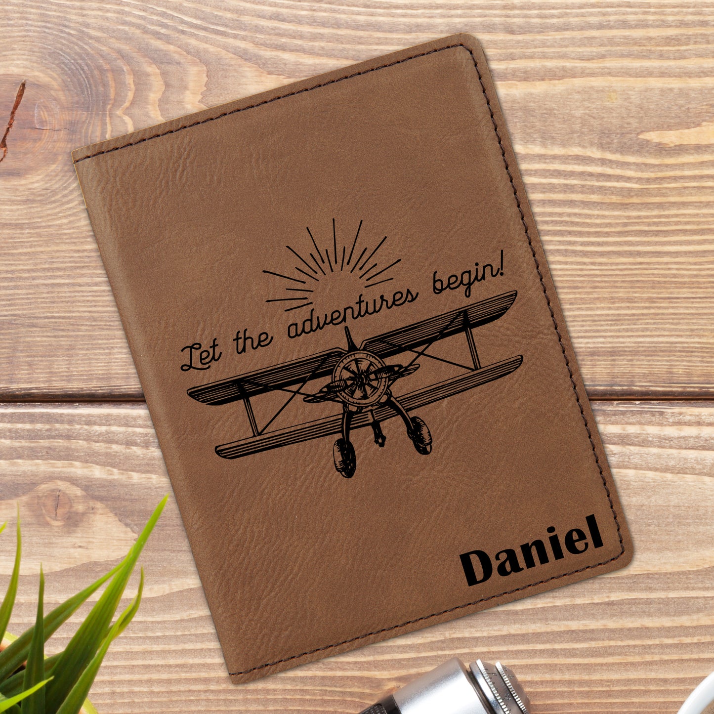 Vintage Plane Personalized Passport Holder