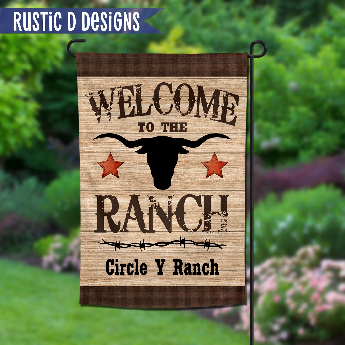 Welcome to the Ranch Personalized Home Garden Flag 12"x18"