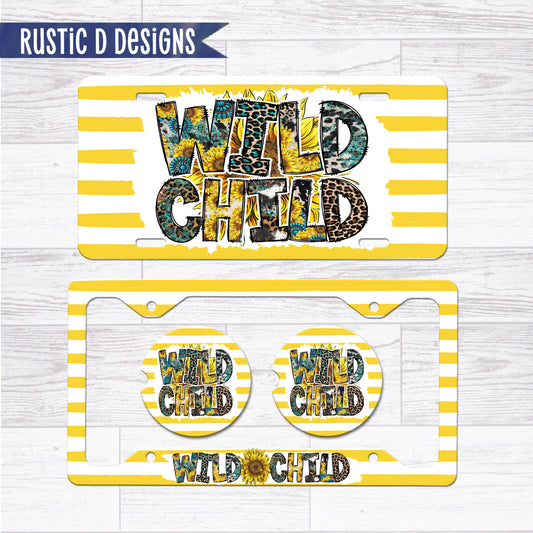 Wild Child Sunflower License Plate Auto Set