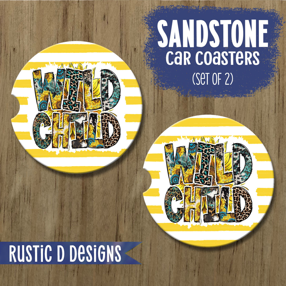Wild Child Sunflower License Plate Auto Set