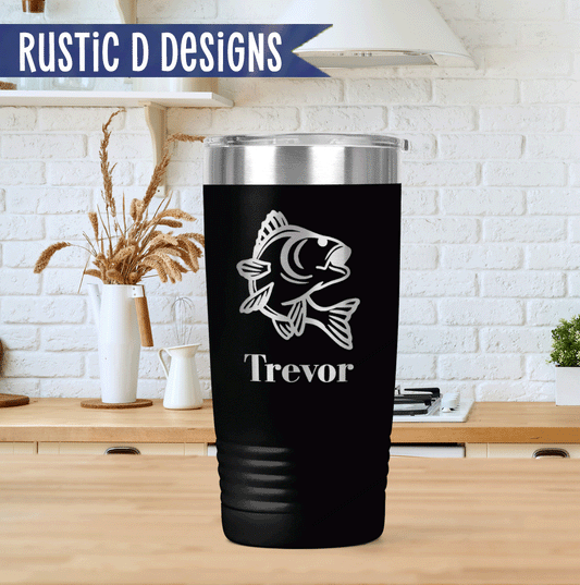 Bass Fish Engraved Personalized 20oz Stainless Steel Tumbler