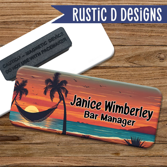 Beach Sunset Magnetic Name Badge