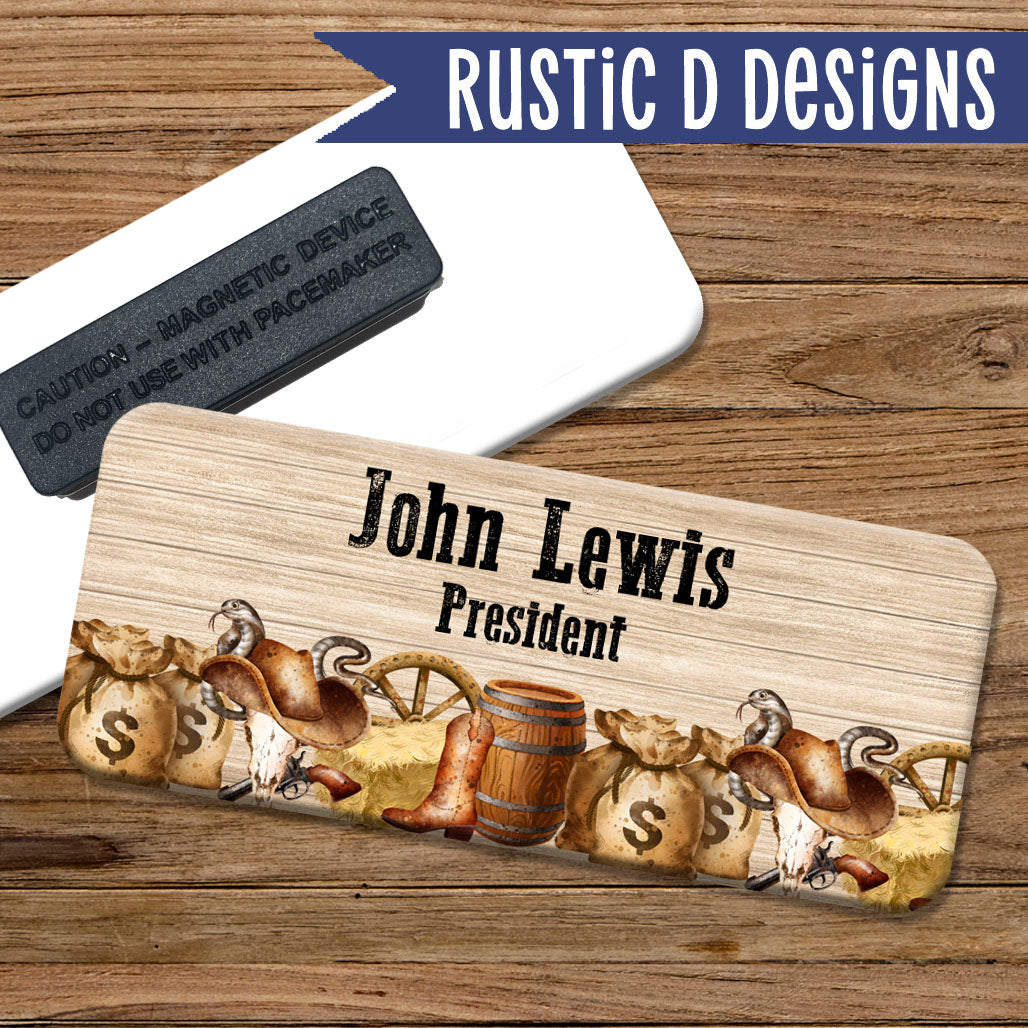 Cowboy Western Magnetic Name Badge