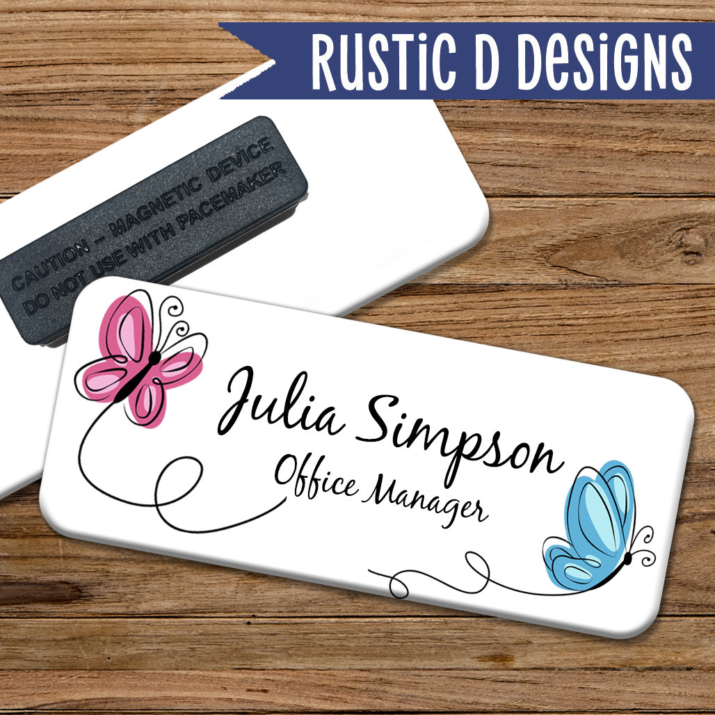 Doodle Butterflies Magnetic Name Badge