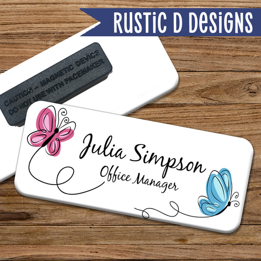 Doodle Butterflies Magnetic Name Badge