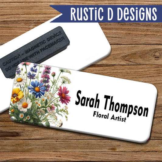 Flower Bouquet Magnetic Name Badge
