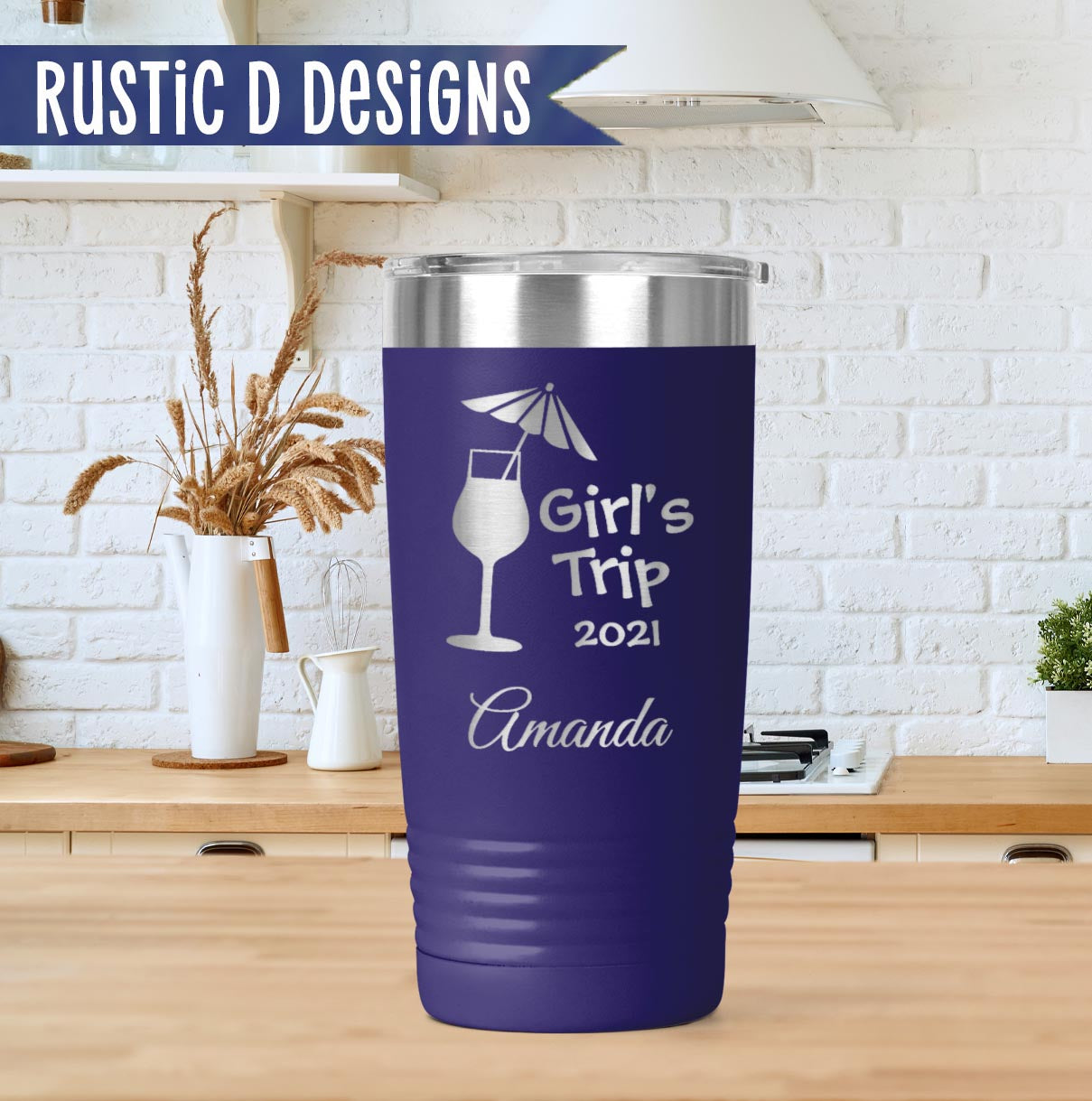 Girl's Trip Engraved Personalized 20oz Stainless Steel Tumbler