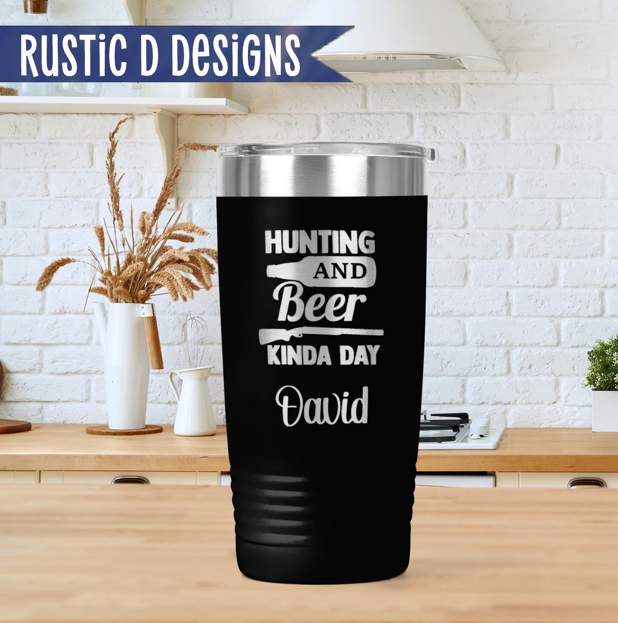 Hunting & Beer Kinda Day Engraved Personalized 20oz Stainless Steel Tumbler