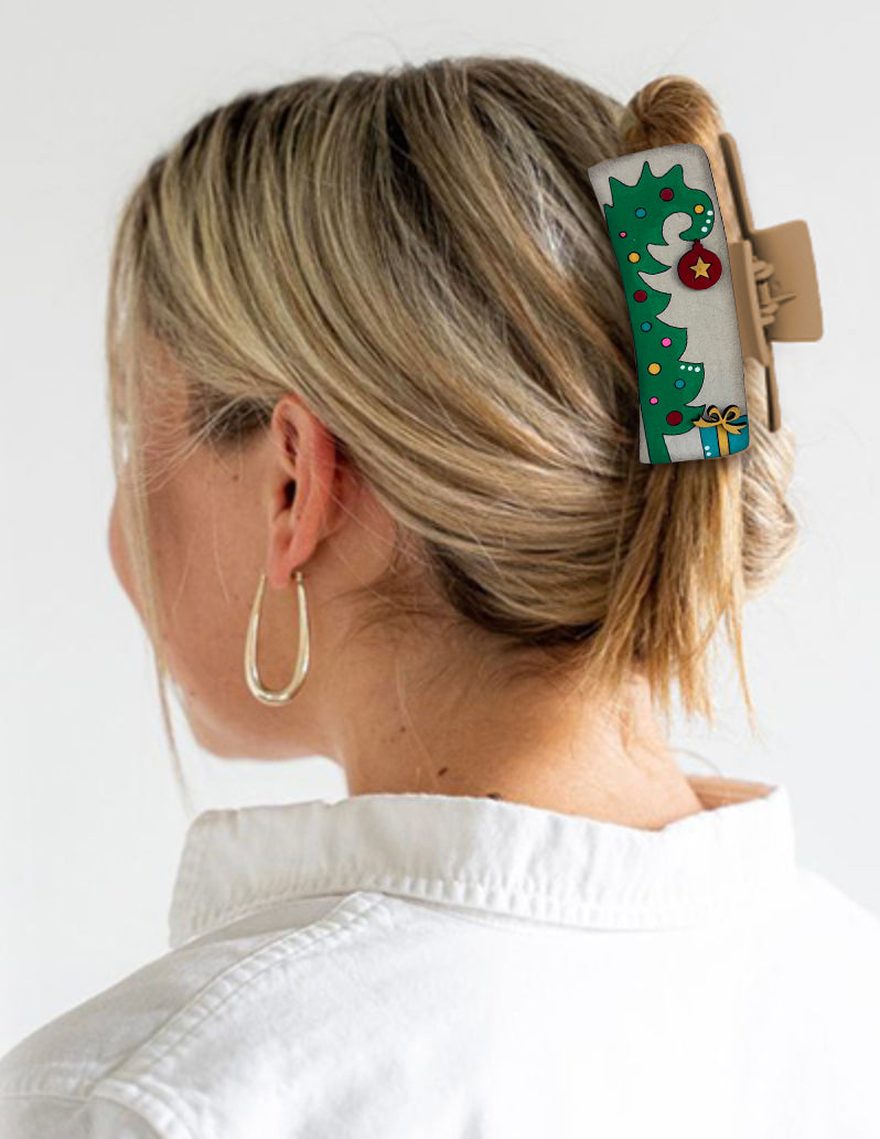 Leaning Christmas Tree Hair Clip