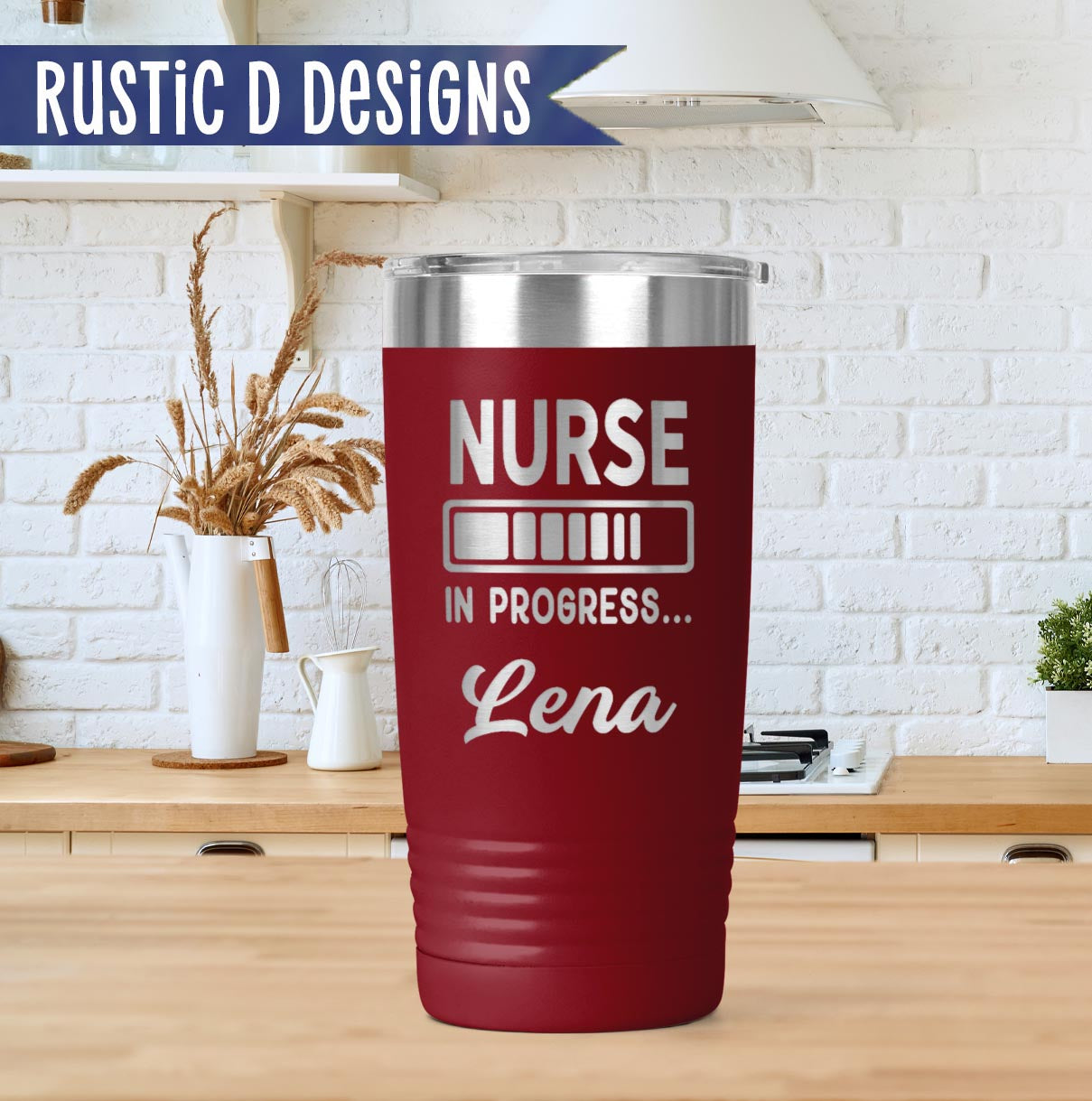 Nurse in Progress Engraved Personalized 20oz Stainless Steel Tumbler