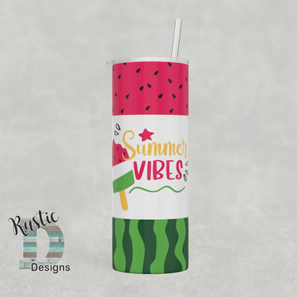 Summer Vibes Watermelon 20oz Stainless Steel Skinny Tumbler