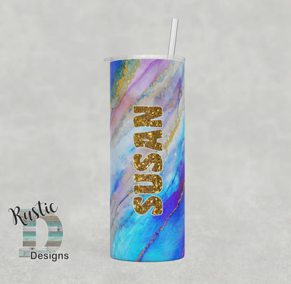 Alcohol Ink Personalized 20oz Stainless Steel Skinny Tumbler