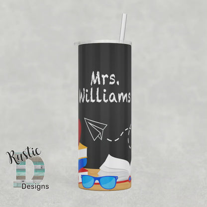 Teacher Chalkboard Personalized 20oz Stainless Steel Skinny Tumbler