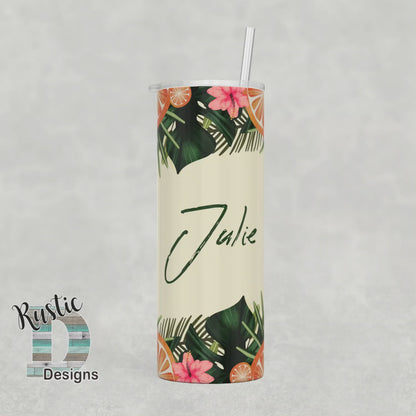 Tropical Paradise Personalized 20oz Stainless Steel Skinny Tumbler