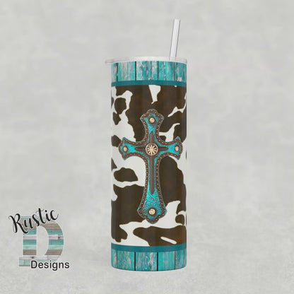 Cowhide Cross 20oz Stainless Steel Skinny Tumbler