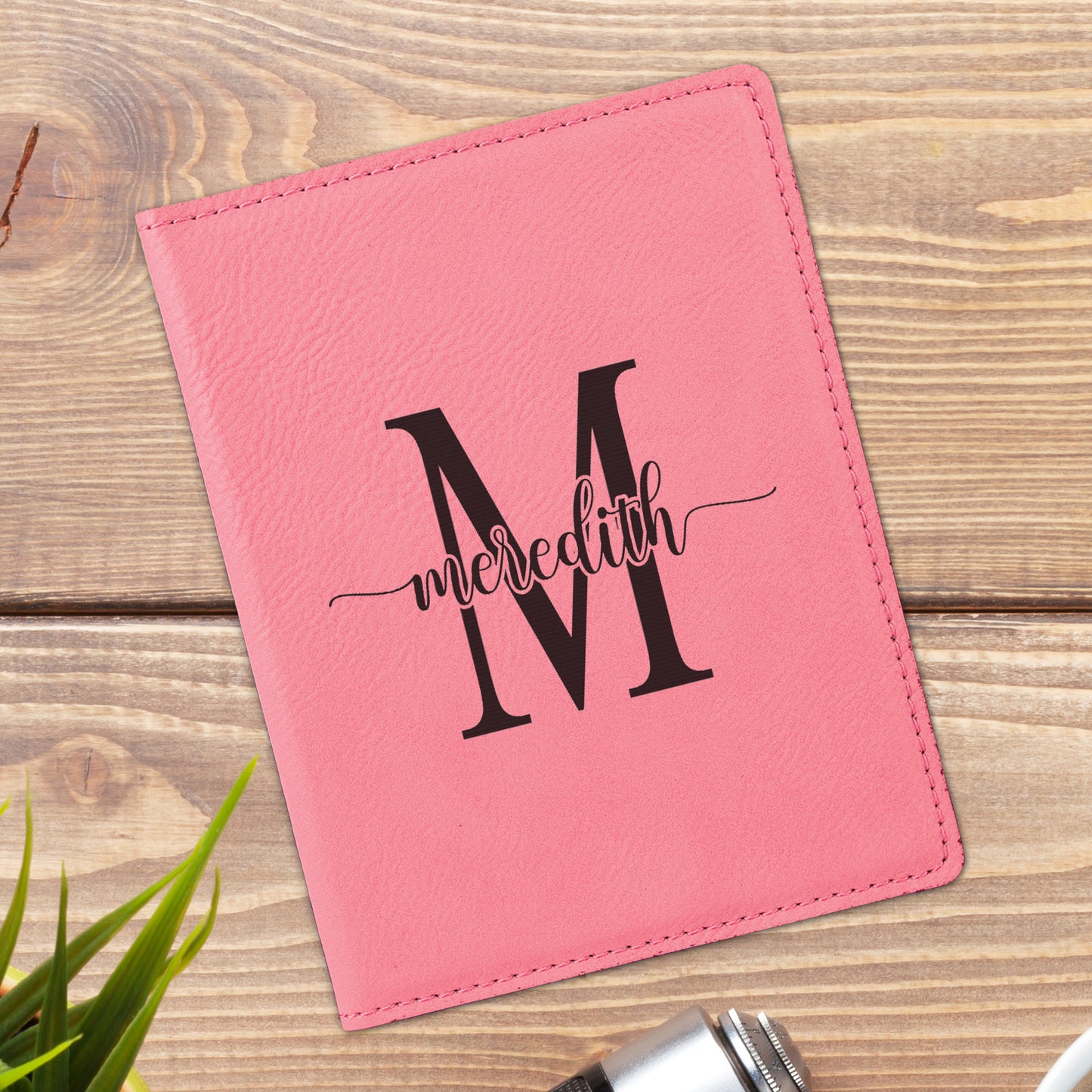 Calligraphy Monogram Personalized Passport Holder