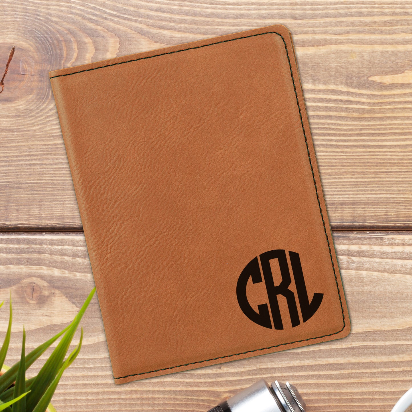 Circle Monogram Personalized Passport Holder