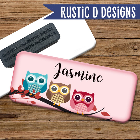 Colorful Owls Magnetic Name Badge
