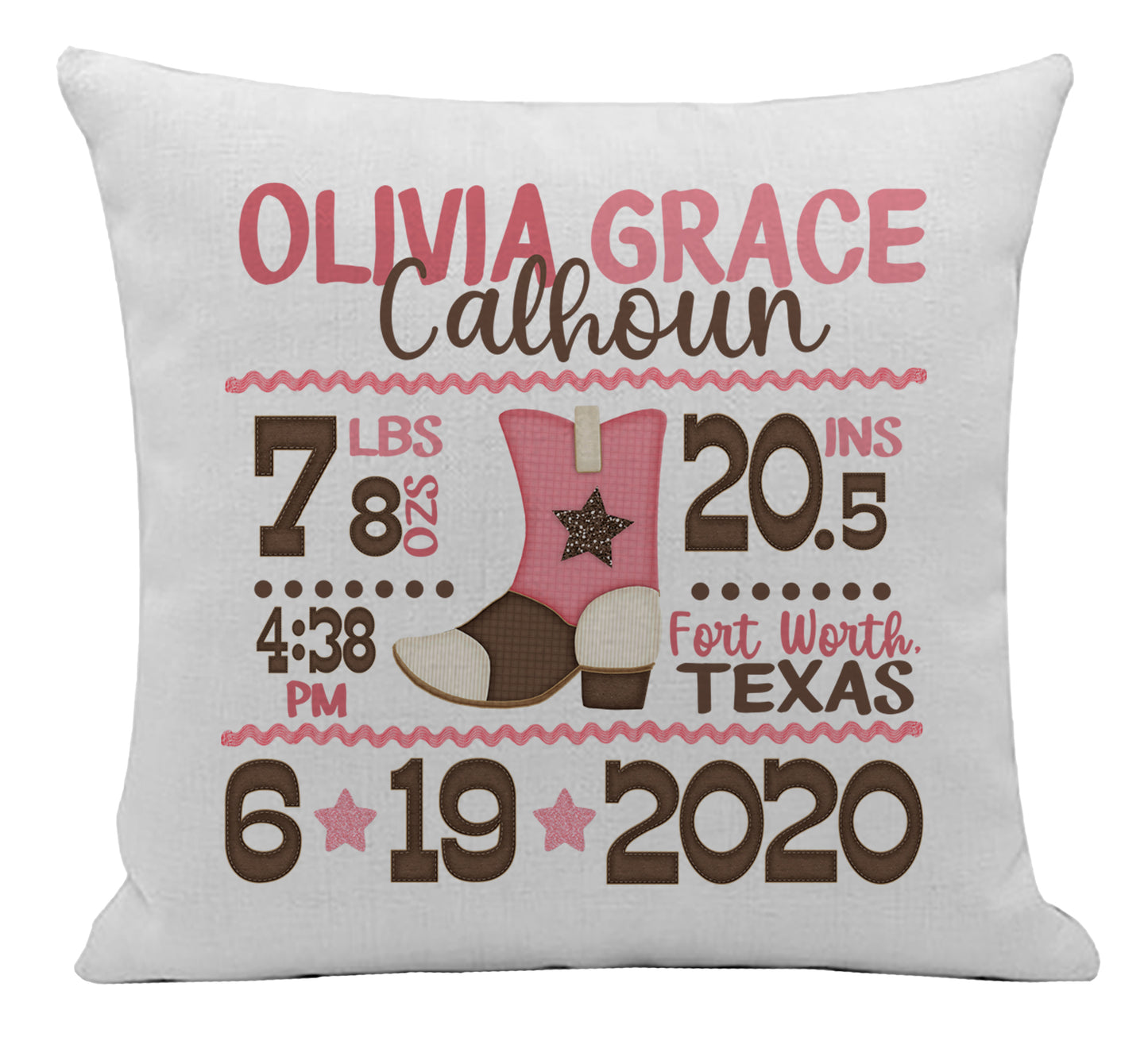 Cowgirl Baby Stats Pillow Cover