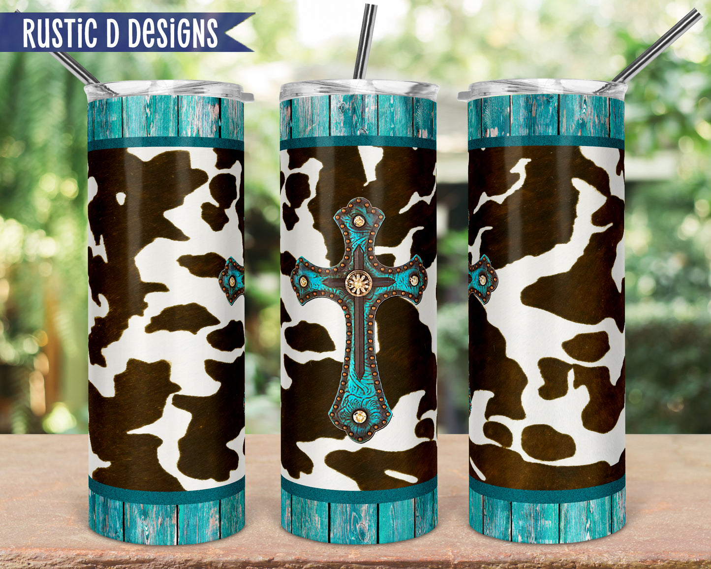 Cowhide Cross 20oz Stainless Steel Skinny Tumbler