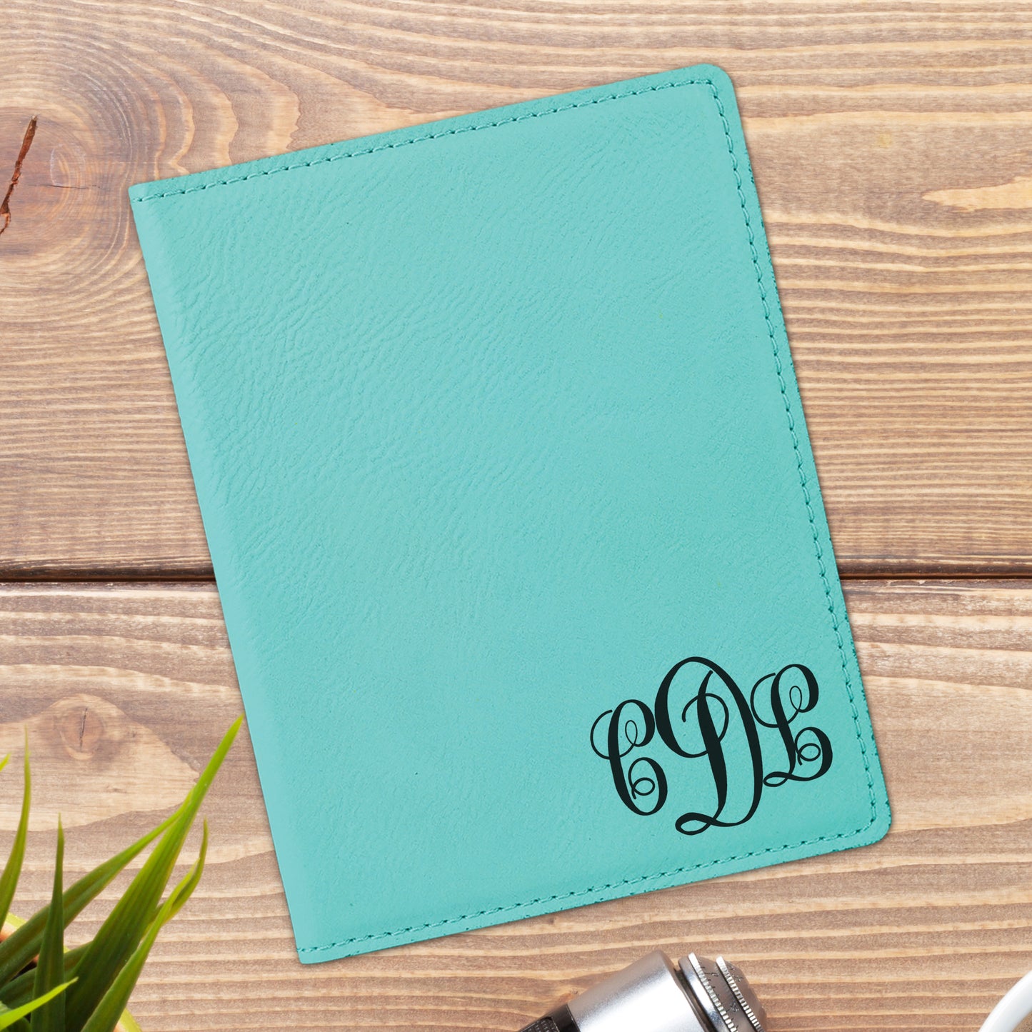 Curly Monogram Personalized Passport Holder