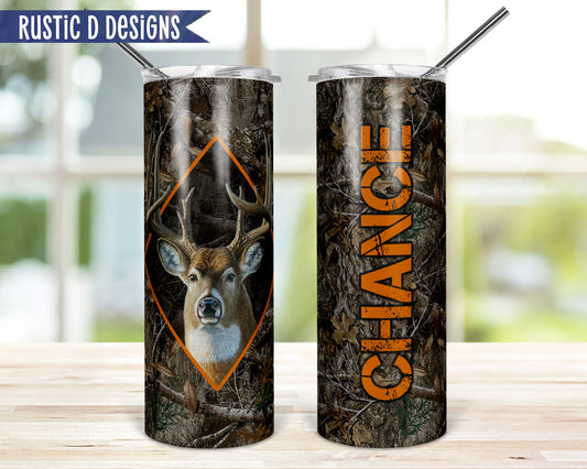 Deer Hunting Personalized 20oz Stainless Steel Skinny Tumbler