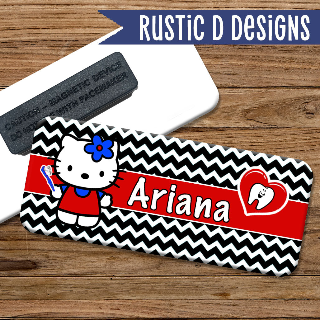 Hello Kitty Dental Hygienist Dentist Magnetic Name Badge