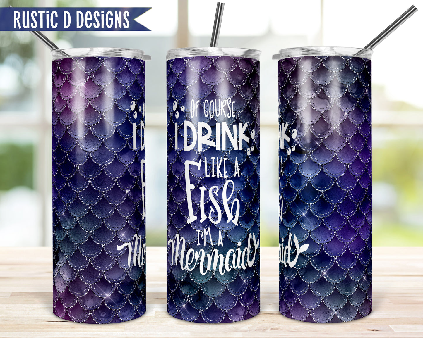 Drink Like a Fish Mermaid 20oz Stainless Steel Skinny Tumbler