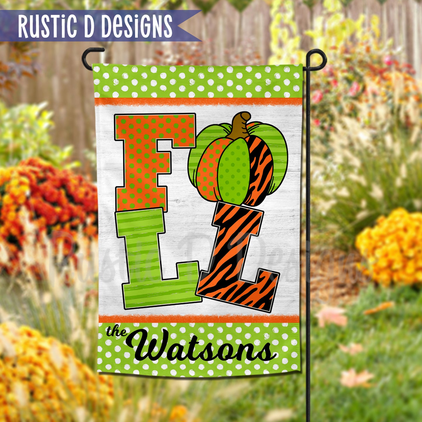 FALL Autumn Personalized Home Garden Flag 12"x18"