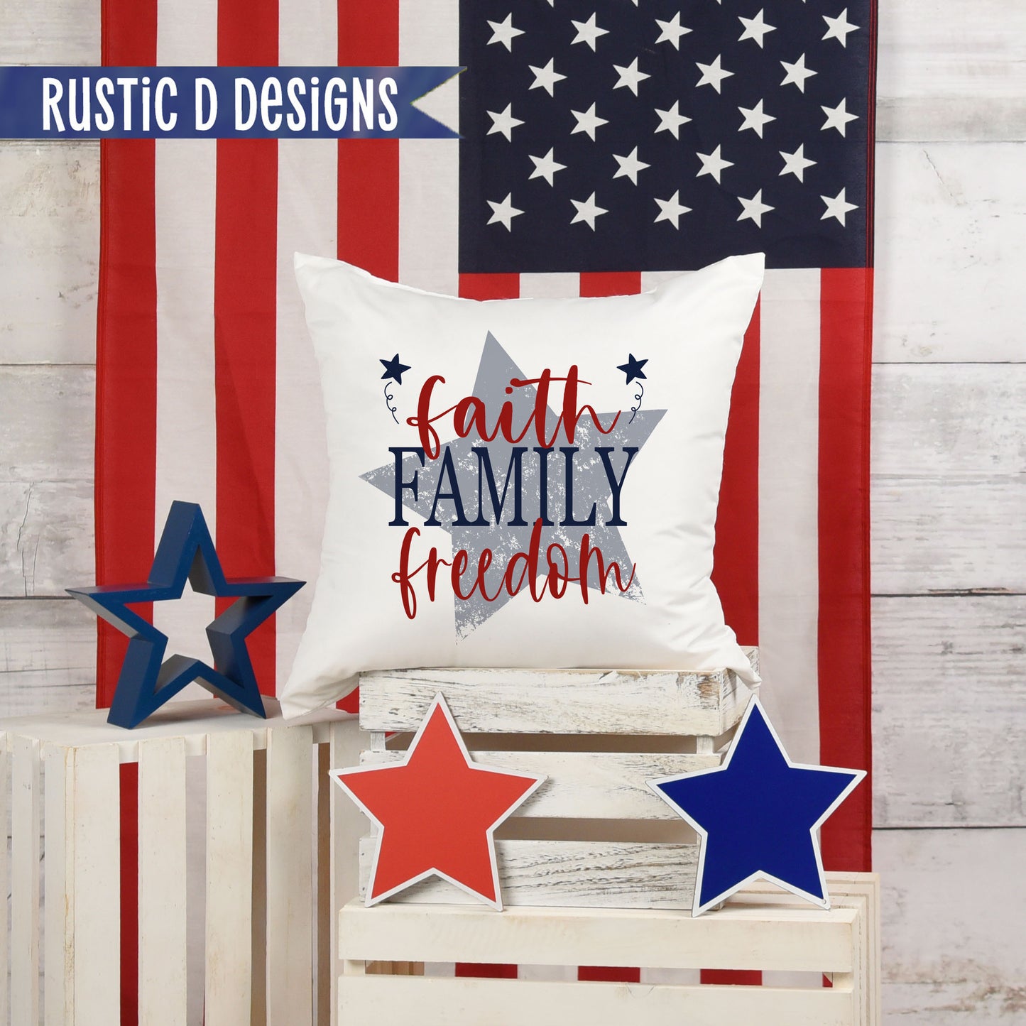 Faith Family Freedom Pillow Cover