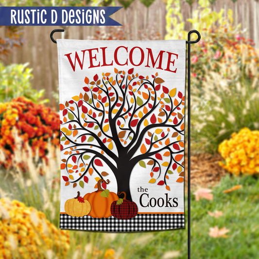 Fall Colors Welcome Personalized Home Garden Flag 12"x18"