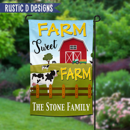 Farm Sweet Farm Personalized Home Garden Flag 12"x18"